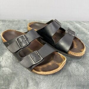 Birkenstock Arizona Black Leather Double Strap  Size 40 US 9‎